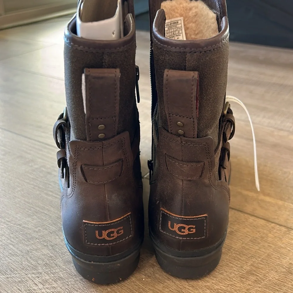 UGG Brown Leather & Suede Mid-Calf Winter Boots